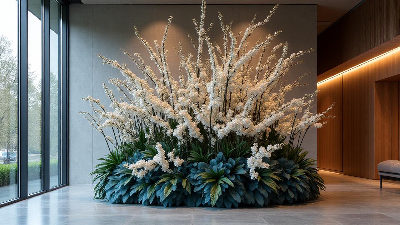 Storslået floral installation i en moderne hotel lobby i København