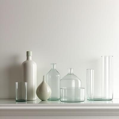 Vaser og værktøj arrangeret i studiet