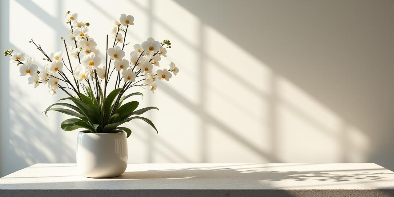 En minimalistisk skandinavisk buket i et lyst atelier